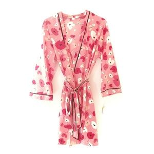 Oscar de la Renta Pink Flirty Floral Robe Kimono